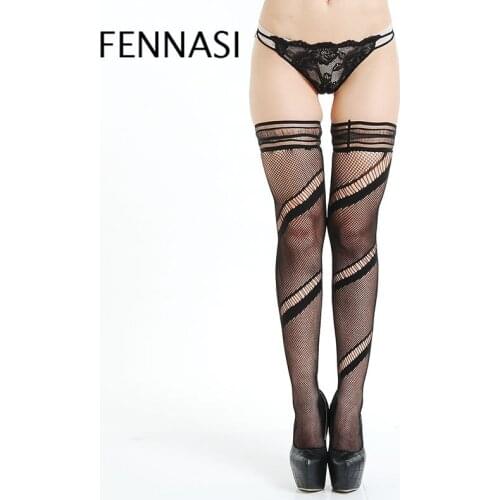 FENNASI 2018 Transparent Sexy Womens Stockings Female Erotic Fishnet Thigh High Stockings Elastic Slim trawler pantyhose