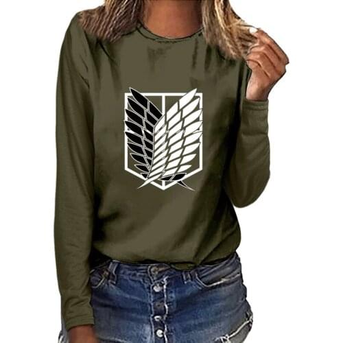 Attack on Giant 3D printed long-sleeved T-shirt womens quick-drying Harajuku tops spring and autumn fashion casual oversized