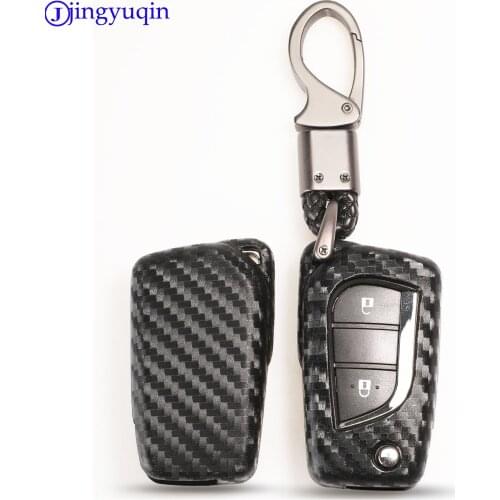 Jingyuqin 2/3 Button Remote Carbon Silicone Car Key Case For Toyota Auris Corolla Avensis Verso Yaris Aygo Scion TC IM 2015 2016