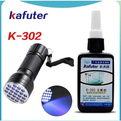 Strong 50ml Kafuter UV Glue UV Curing Adhesive K-302+21 LED UV Flashlight UV Curing Adhesive Crystal Glass and Metal Bonding