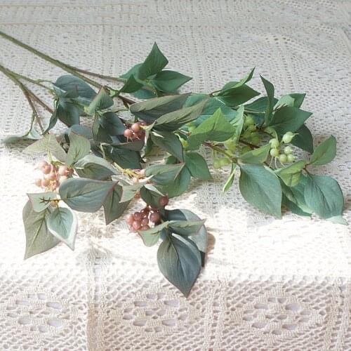 Korea Japonica tree branch with fruit room decor greenery fake plant artificial leaves decoration plantas artificiales