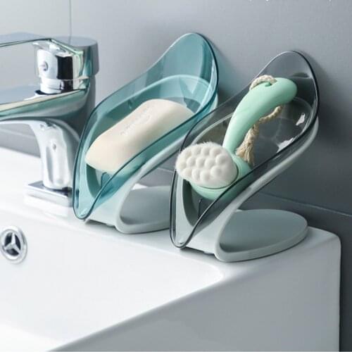 Leaf Creativity Soap Holder Bathroom Shower Soap Dish Shelf Plastic Tray Shower Plates Soap Storage Box with Drain Punch-free