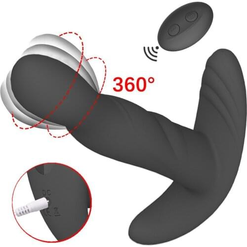 360 Degree Prostate Massager Rotating Anal Vibrator Silicone Male Butt Plug Anus Vibrating Sex Toy For Men G-Spot Stimulation
