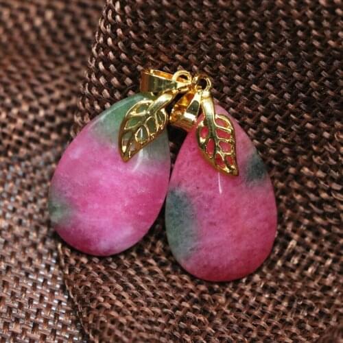 Fashion women multicolor red jades stone chalcedony teardrop pendant high grade weddings elegant jewelry making 15*25mm B1869