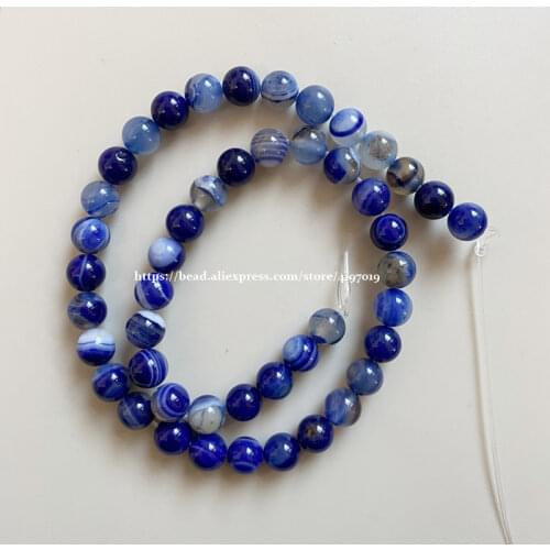 Natural Stone Lapis Lazuli Color Stripes Agates Round Loose Beads 6 8 10 12MM Pick Size For Jewelry Making