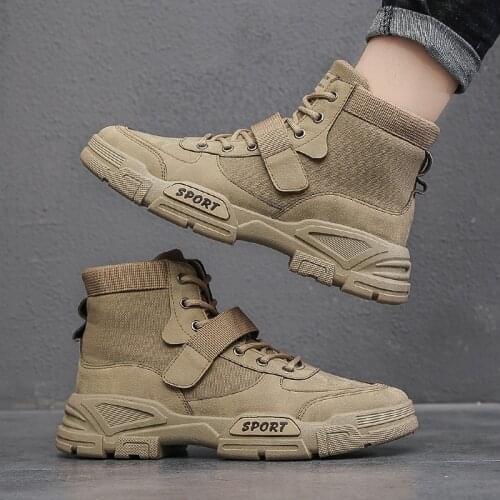 2021 Autumn New High Top Work Shoes for Men Platform Ankle Boots Fashion Quality Martin Boots Outdoor Booties Zapatos De Hombre