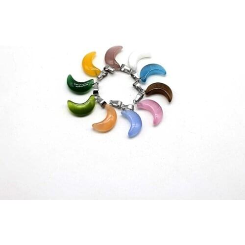 New Arrival 20mm Synthetic Opal Multi-color Moon Shape Crystal Ladies Pendant Necklace Making Exquisite Small Gift