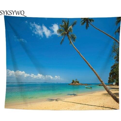 Beach blanket palm tree tapestry wall hanging carpet new arrival 2020 dorm room decor nature tapestry sea beach