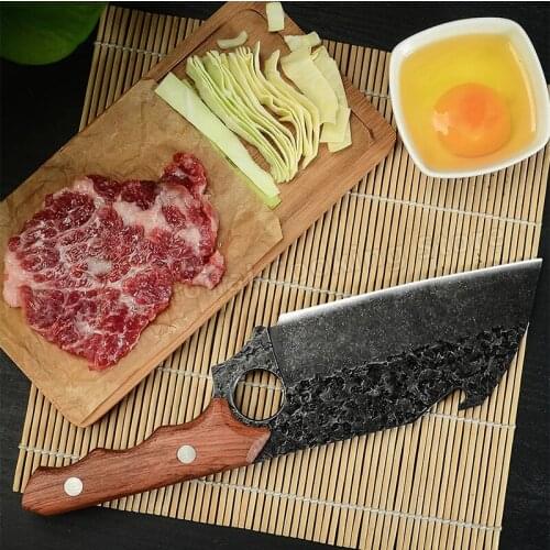 Hand-forged small kitchen knife Stainless steel meat cleaver Slicing knife Outdoor camping knife Cooking knife