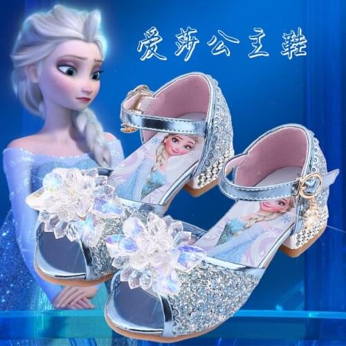 Disney Girls Sandals 2020 New Summer Children Fish Mouth Shoes Little Girls Crystal Shoes Frozen elsa Princess Shoes