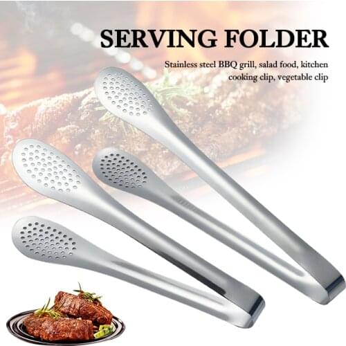 Non-Stick Stainless Steel Long Food Clips Bread Clamp Grill Tongs Barbecue Grilling Bbq Tools Hotel Buffet Kitchen Utensils Home