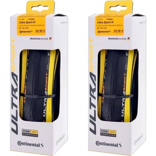 Continental Ultra Sport III 700x23C/25C Black Yellow Folding PureGrip 3 Road Bike Tire Folding Tyre