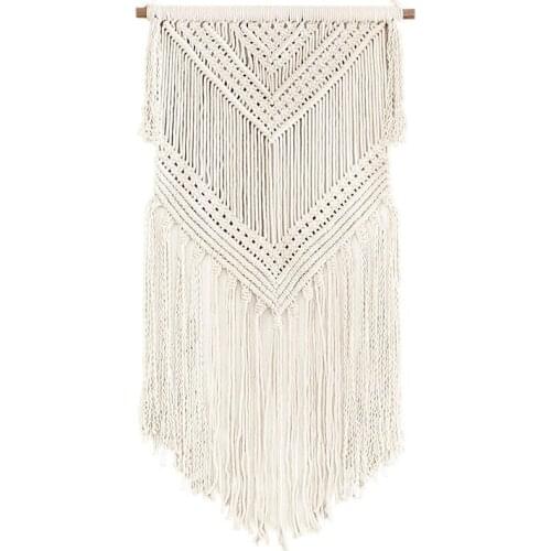Fabric Wall Hanging Beige 16X36 Inch Modern Bohemian Tapestry Wall Art Decoration for Family Apartment Dormitory Bedroom