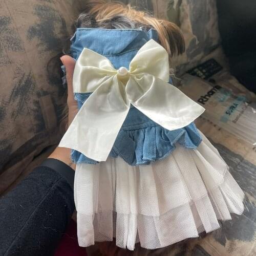 Spring Summer New Fashion Dog Jean Dresses for Small Dogs Puppy Pet Cat Denim Skirts Girl Dog Clothes Pet Tutu