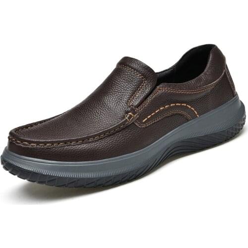 Spring New High Quality Mens first layer Leather shoes Casual Shoes all-match wear-resistant breathable Driving Work Shoes