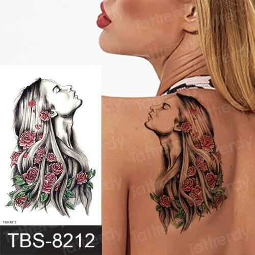 Temporary tatoos for women tatoo girl rose flower henna lace body jewel sticker fox horse tattoo pattern waterproof back arm