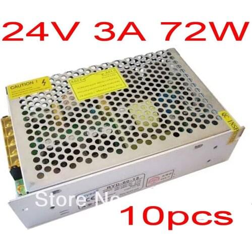 High Quality 10 pcs/lots DC 24V 3A Switch power supply 72W LED power adapter Free shipping