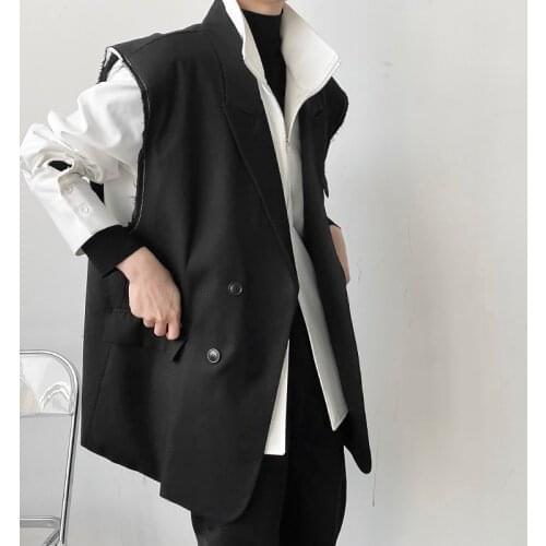 Mens Vintage Fashion Loose Casual Suit Vest Waistcoat Sleeveless Jacket Women Oversize Streetwear Suit Vest Coat