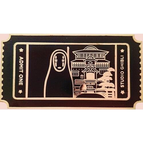 Anime Chihiro and Haku Admit One Ticket Enamel Brooch Pin Backpack Hat Bag Collar Lapel Pins Badges Fashion Jewelry Accessories