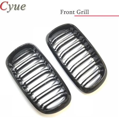 1 Pair For BMW X5 F15 X6 F16 Front Grille Dual Slats Gloss Black Finish 2014-2016