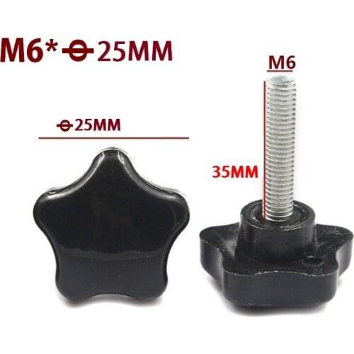 20pcs/LOT M6X35 Male Thread Bakelite 5 Star Shaped Head Diameter 25mm Lathe Star Knob Grips Clamping Screw Knob M6xD25X35