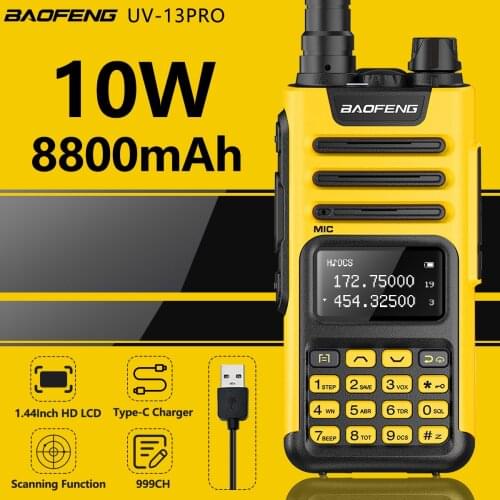 2021 New Baofeng UV-10R Walkie Talkie 10W 8000mAh Dual band Transceiver 136-174&400-520MHz Ham Radios Type C Charger