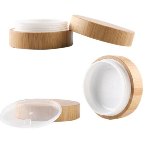 30g 50g High Qualtiy Bamboo Cream Bottle Nail Art Mask Cream Refillable Empty Cosmetic Makeup Container Bottle W/ Inner Cover