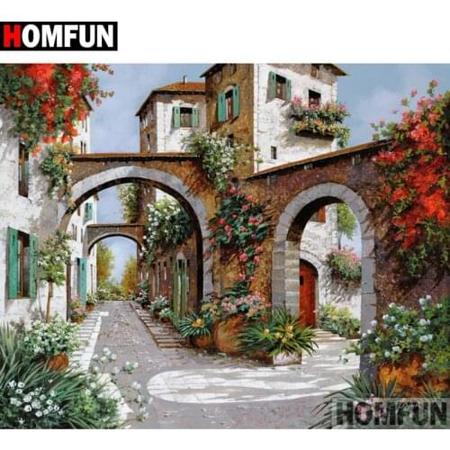 HOMFUN Full Square/Round Drill 5D DIY Diamond Painting "House landscape" Embroidery Cross Stitch 5D Home A07830