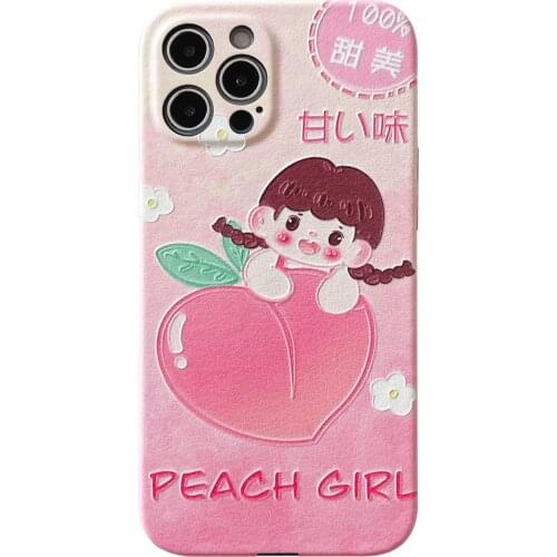 Cartoon Peach Girl Case for iPhone 12 Pro Max Back Phone Cover for 12 Mini 11 Pro Max X XS XR 8 7 Plus SE 2020 Capa