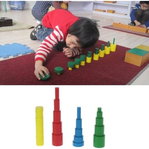 Montessori Wooden Cylinders Educational Toys Kids Children Early Teaching Gift Q6PD