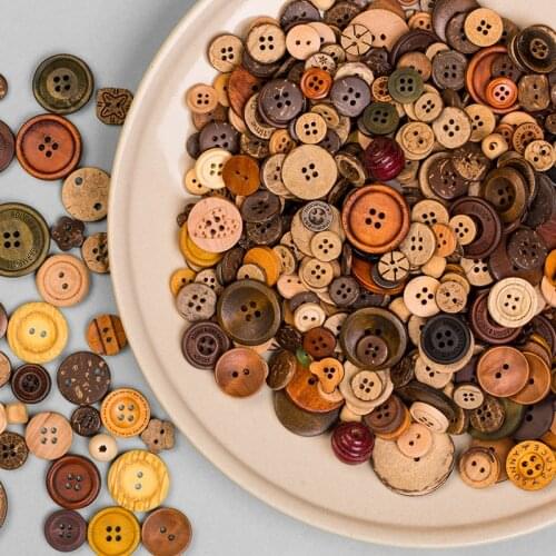 100pcs Mixed Randomly Flatback Wooden Buttons Craft For Scrapbooking Needlework Decor Wood Button DIY Clothes Sewing Accessories