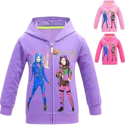 Girls Descendants 3 Girl Zipper Hoodie Jacket Sweatshirt Long Sleeve Tops T Shirt Kids Spring Autumn Coat Halloween Costume