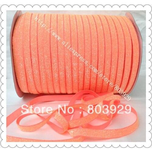Stretch Metallic Velvet Ribbon Neon Orange Sparkle Ribbon 3/8" Elastic Frosted Glitter Velvet Ribbon