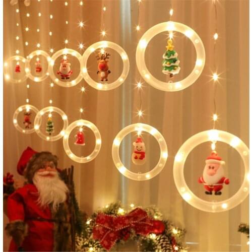 USB Powered 3X0.5M Curtain Icicle String Light Christmas Snowman Elk Garland Fairy Decoration for Bedroom,Window,Party,New Year