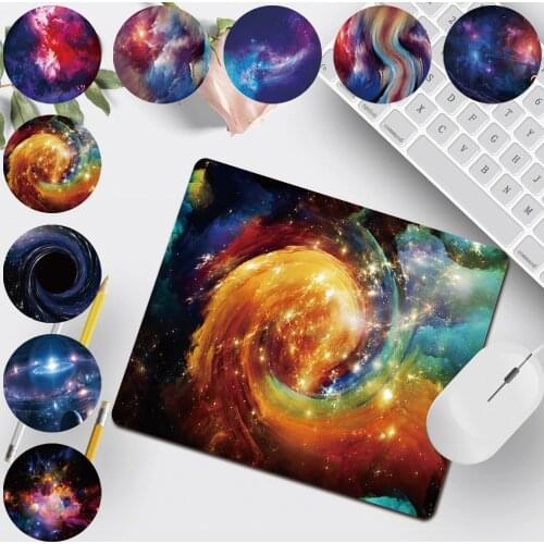 Gaming Mouse Pad Non-slip Small 25x21cm Space Series Pattern Mouse Mat PU Leather Home Office Computer Table Mousepad