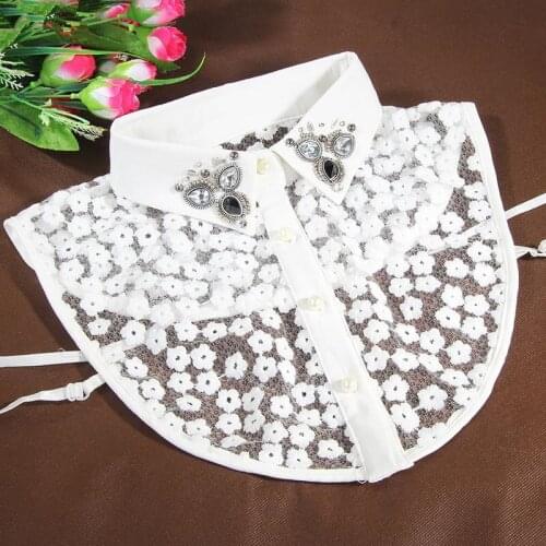 High - grade Crystal Women 's Shirt Fake Collar fake collar pendent collier femme embroidery female false handmade necktie