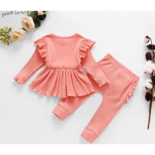 2021 Girls 2pcs Autumn 6M-4T Baby Girl Long Sleeve Childrens Sets O-Neck Cotton Tops And Pants Toddler Girl Winter Clothes