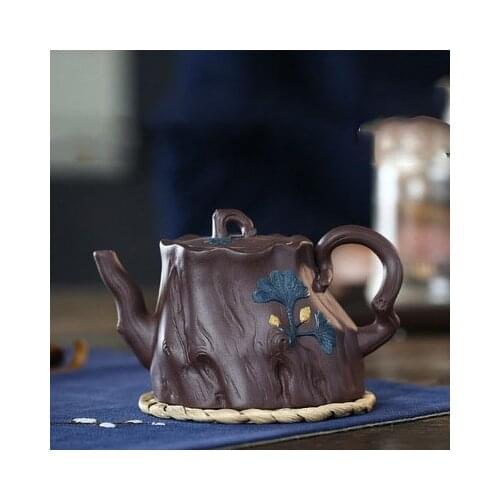 Hot Sell New 340ml Yixing Purple Clay Teapot for Ginkgo tree stumps pot Raw Mine Dahongpao Teapot Tea Set Gift Tea Maker Tea Set