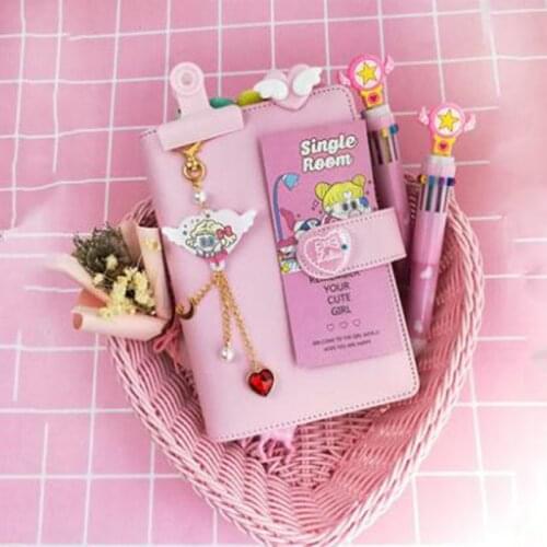 2021 A6 Cute girl Kawaii Spiral 6 Holes Notebook Traveler Planner Pocket HandBook Loose-leaf binder Daily Agenda Diary Gift Bujo