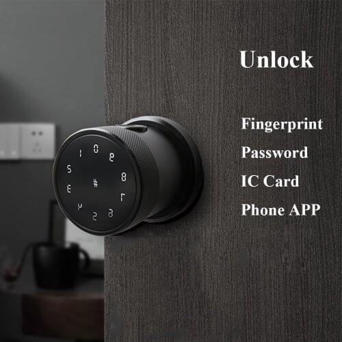Mini Smart Fingerprint IC Card Password Code Wooden Door Locks With English Phone APP Remote Unlock Anti-theft Locks