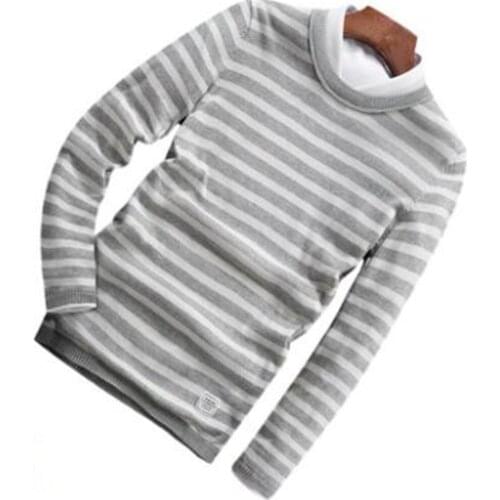 Male Plus Size 100% Cotton Spring Autumn Mens Sweaters Striped Slim Knit Outerwear Hedging Tops Oversize Chandail Junpers