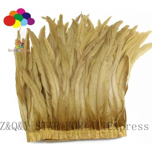 Natural beautiful 20-25CM cock tail feather dyed in khaki made into cloth edge DIY performance costume craft jewelry feather