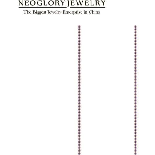 Neoglory 2020 New Fashion 1.5MM CZ 1Row 9cm Claw Chain Crystal Tassel Earrings For Women Bride Jewelry For Wedding Gift Souvenir