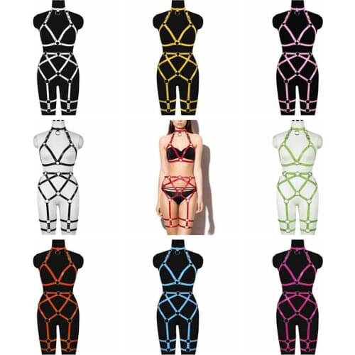 Newest Lingerie Set 2pc Leather Harness Belt Accessories Hollow Bra Corset Womens Belt Punk Goth Dance Rave Costume Garters