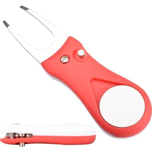 New 1Pcs Golf Divot Tool Repair Switchblade Tool Pitch Groove Cleaner Golf Pitchfork Golf Accessories Putting Green Fork