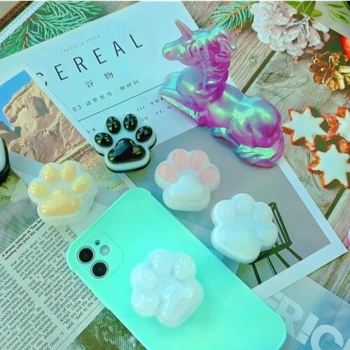 Originality Cute Cats Paw Cartoon Airbag Mobile Phone Bracket Finger Clip Shiny Candy Dog Paw Universal Ring Holder for Phone