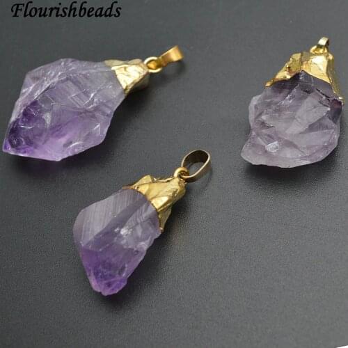 Natural Amethyst Rough Stone Nugget Pendants Fit Necklace Making 5pc Per Lot Free Shipping