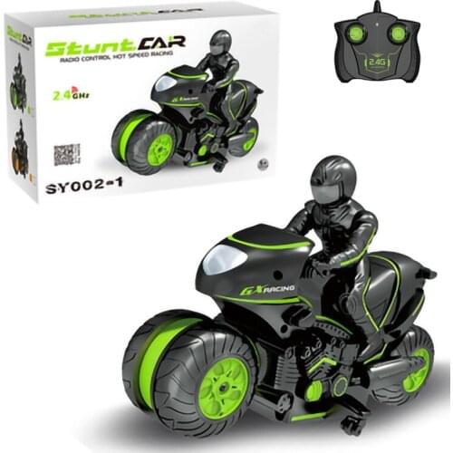RC stunt motorcycle car 2.4G Radio remote control Drift left and right high speed toy vehicle 360 degree rotation Sidewalk child