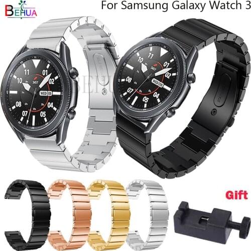 Watchband For Samsung Galaxy Watch 3 45mm 41mm smartwatch Sport Stainless Steel Straps For Amazfit GTR 47mm 42MM Metal bracelet