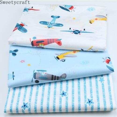 Airplane Space Printed Twill Fabric Cotton By Half Meter For Sewing Kids Dress Baby Bed Sheet Quilt Patchwork Cloth 160x50cm